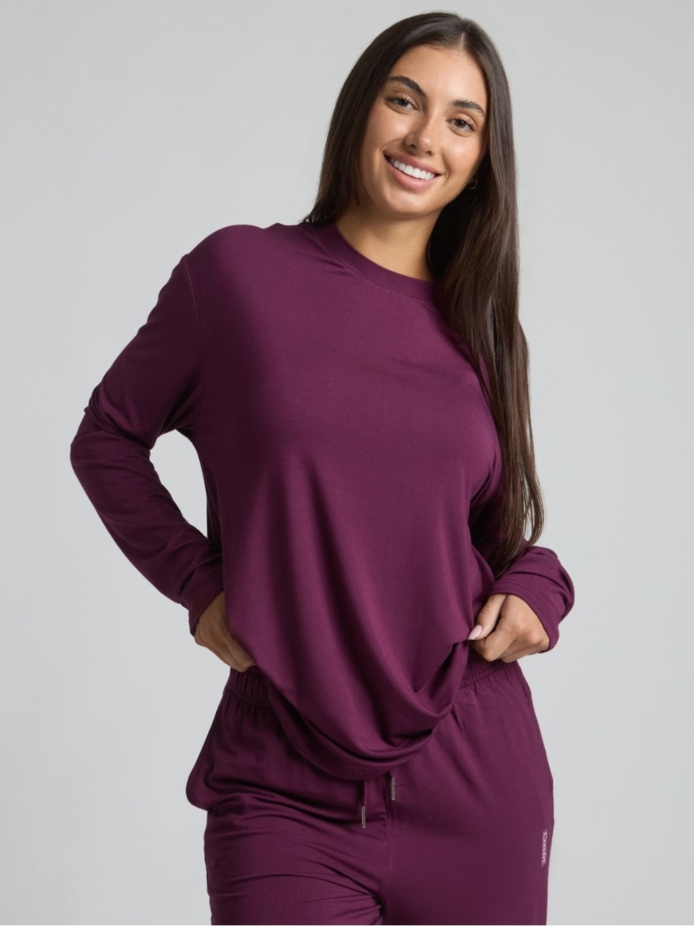COMFRT Women’s Cloud Lounge Long Sleeve Plum Tee EUC medium